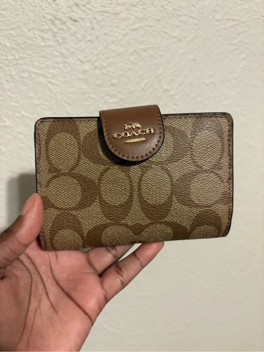 Coach Brown Signature Canvas Card Holder Wallet